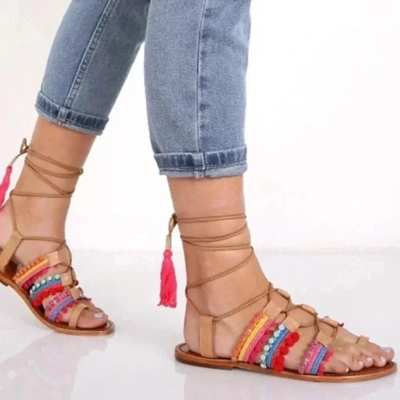 Schutz Patricia Lace Up Sandals Sz 36 - Picture 1 of 4